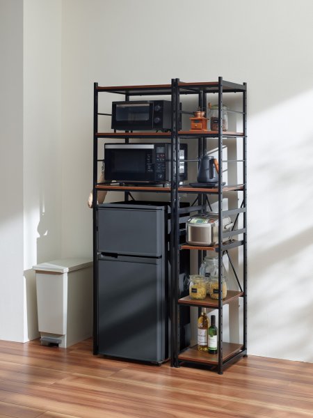 画像1: 収納　キッチン　　冷蔵庫ラック　ブラウン・ナチュラル (1)