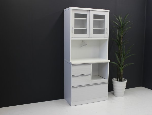 画像3: キッチン　収納　食器棚　ケント　ホワイト木目　８０・１２０サイズ (3)