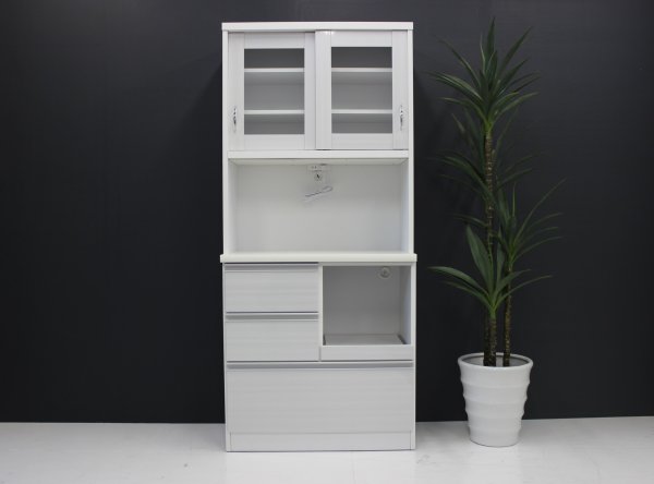 画像2: キッチン　収納　食器棚　ケント　ホワイト木目　８０・１２０サイズ (2)