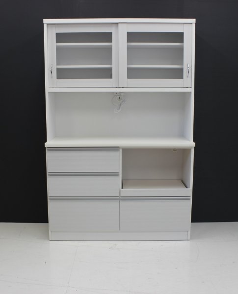 画像6: キッチン　収納　食器棚　ケント　ホワイト木目　８０・１２０サイズ (6)