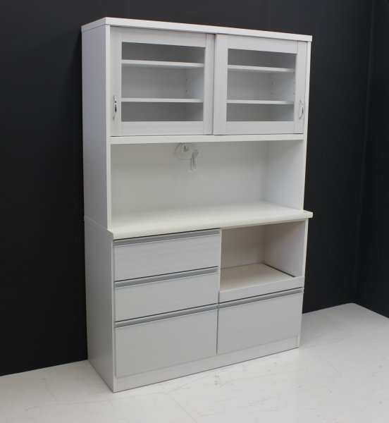 画像7: キッチン　収納　食器棚　ケント　ホワイト木目　８０・１２０サイズ (7)