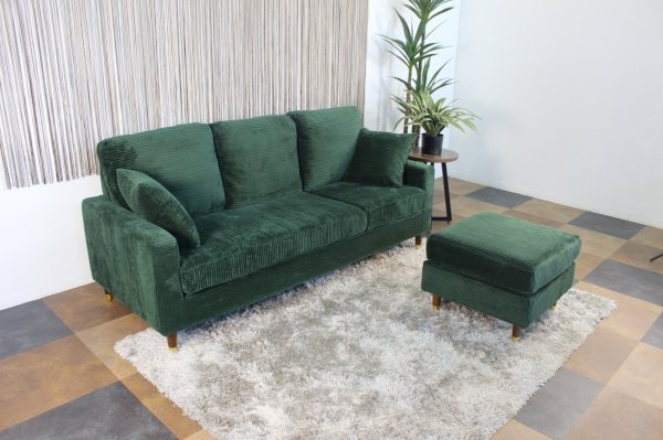 画像2: ソファ　３人掛け・カウチソファ　バロン　グリーン・ライトブラウン (2)