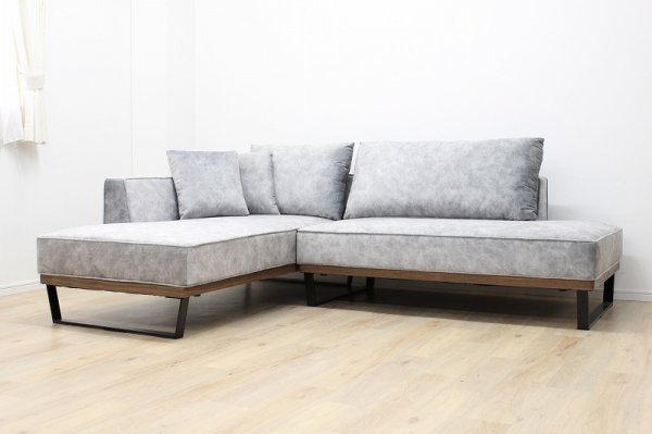 画像3: ソファ　コモド　L型　カウチソファ　グレー・ブラウン (3)